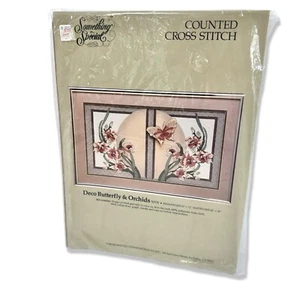 CANDAMAR Vtg Butterfly & Orchid Counted Cross Stitch Kit #50376 *PARTIALLY Done* - Picture 1 of 13