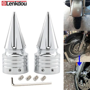 Cubiertas de tuerca de tapa de eje delantero con clavos cromados para Harley Touring Softail Sportster Dyna - Imagen 1 de 7