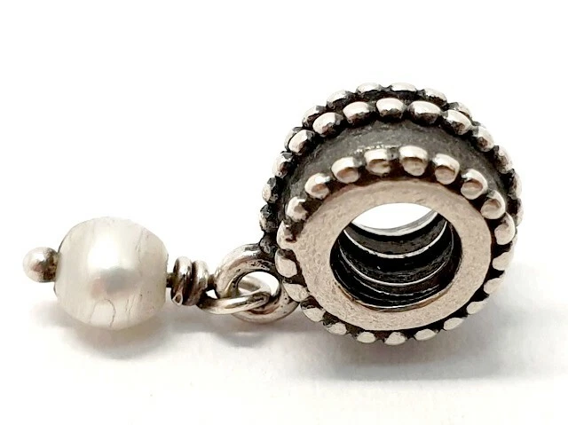 Pandora Charm Pearl Drop Dangle Sterling Silber 925 Perle  - Bild 1 von 2