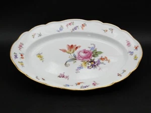 Meissen Platte Porzellan Blumen Bouquet Insekten Neuer Ausschnitt um 1900 1.Wahl - Picture 1 of 11