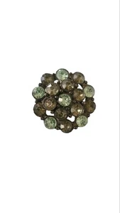 Vintage Shades Of Green Glass Brooch Pin Raised 3D - Picture 1 of 5
