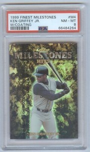 1999 FINEST MILESTONES W/COATING #M4 KEN GRIFFEY JR. #’D 1435/3000 PSA 8 HOF