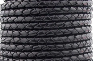 Premium genuino redondo Bolo trenzado negro cordón de cuero 5 mm joyería fabricación b1 - Imagen 1 de 1