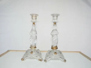 candle holders pressed glass virgin mother Mary Jesus statues - Picture 1 of 12