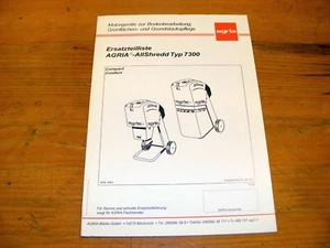 Agria 7300 ETL Teileliste AllShred Häcksler Shredder Ersatzteilliste - Bild 1 von 2