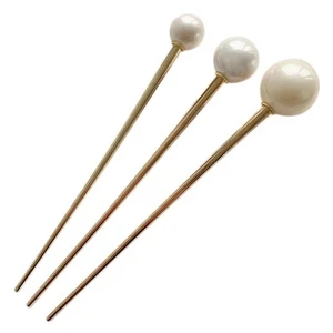 Metal Pearl Chopsticks Hair Sticks Set - 3 Pcs Chinese Hair Pins Clips for Women - Picture 1 of 9