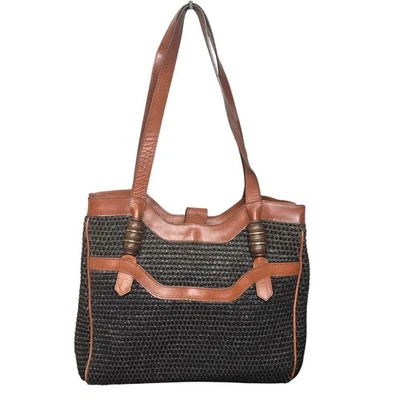 Dillards Made in Italy Leather Straw Tote Shoulder Bag Tote Bag Shoulder Bag - Image 1 of 4