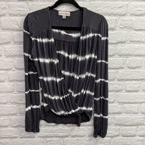 Knox Rose Damen grau & weiß Boho Batik fließende Bauern Bluse Größe Medium - Bild 1 von 9