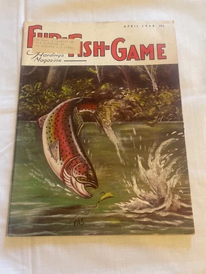 Field & Stream Magazine April 1968 Vintage Fishing Trout Cover Hardings - Image 1 of 2