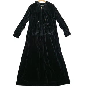 Joan Rivers Kapuzenumhang Reißverschluss Maxi Gr. L schwarz Samt dunkel Academia Hexe Goth - Bild 1 von 11