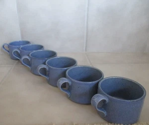 6 Dansk Nielstone Blue Speckled Stoneware 2 1/2" Flat Cups Mugs Set of 6 Japan - Picture 1 of 4