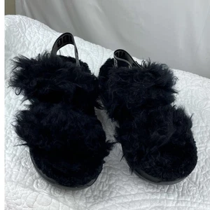 Sandali ciabatte Ugg donna neri Fluff Sugar House nuove senza etichette - taglia 7 - Foto 1 di 10
