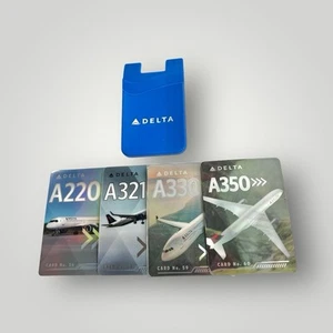 Delta Air Lines Blue Silicone Phone Wallet W/ 4 Airbus Pilot Trading Cards New - Picture 1 of 13