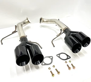 Dual Gloss BLACK Muffler Tips Axle Back Exhaust Tip Kit 2015-2021 Subaru WRX STi - Picture 1 of 13
