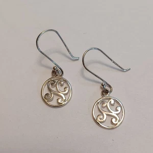 Vintage Sterling Silver Drop Dangle Scrolling Filigree Hook Earrings - Picture 1 of 18