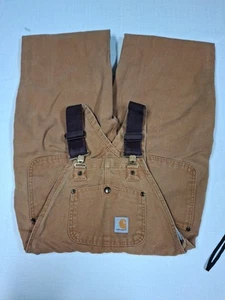 Carhartt Double Knee Overalls Youth Size 8 Brown Duck Canvas - Picture 1 of 11