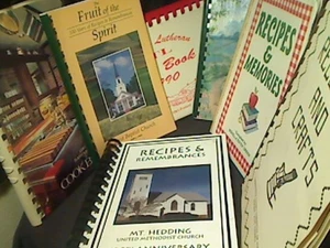 Lot of 7 Vintage Spiral Bound Community Cookbooks Church Organization Recipes - Picture 1 of 3