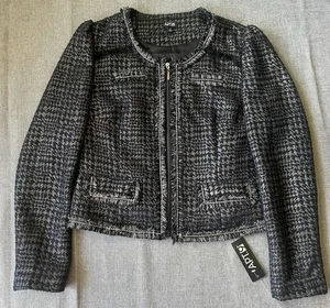 APT. 9 Herringbone Metallic Fringe Blazer Jacket New Medium - Picture 1 of 8