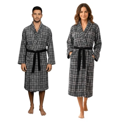 Joe Boxer Unisex Gray Christmas Plaid Bathrobe  OSFM - Image 1 of 4