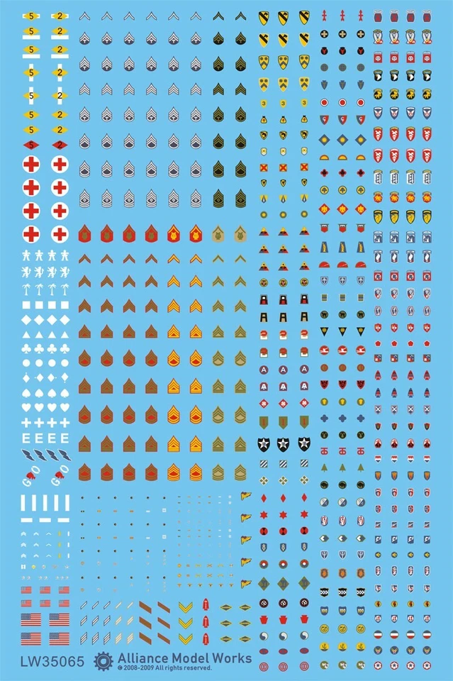 1/35 Details Improvement Kits Decal - WWII US ARMY Insignia Set LW35065 - Image 1 of 2