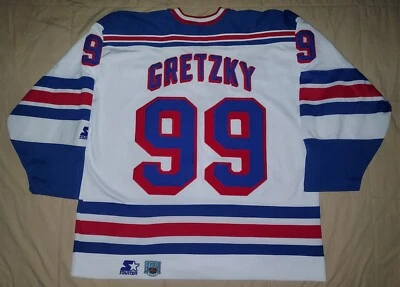 CAMISETA DE HOCKEY VINTAGE AÑOS 90 WAYNE GRETZKY NEW YORK RANGERS 2XL COSIDA BLANCA Foto 1 de 4
