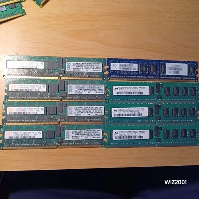 Lot 8x DDR2 512MB HYNIX MICRON NANYA Memory MIXED SPEED RAM ECC SERVER - Image 1 of 4