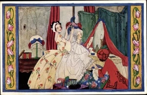 ART NOUVEAU, Two Ladies, Madame & Her Maid, “In the good old days” La Toilette - Bild 1 von 1