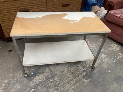 Vintage Chrome Metal Trolley Coffee Table on Castors Wheels - Project TLC - Image 1 of 4