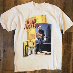 VTG 90s Alan Jackson Country Music Band Cotton White T Shirt TR055 - Picture 1 of 4