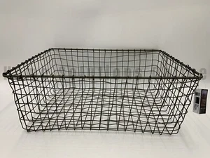 Pottery Barn Andrea Handwoven Wire Storage Basket Gray 12 in x 5 in #X843 - Picture 1 of 4