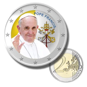 Moneda de 2 euros de color Papa Francisco - moneda de 2 euros de color sin circular - Imagen 1 de 4