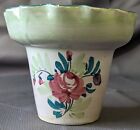 Vintage signierte handbemalte italienische Keramik Rüschen Blume Blumen Topf Vase 4 Zoll