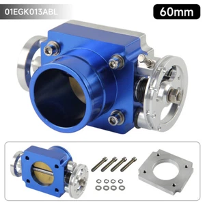 60mm Universal Aluminium Drosselklappengehäuse VQ35TPS Ansaugkrümmer Billet Blau - Picture 1 of 10