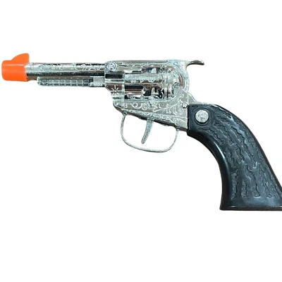 Tootsietoy Metal Cowboy Toy Cap Gun Black Handle 1980s Vtg - Image 1 of 4