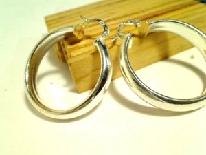 Sterling Silver Hoop Earrings Marked 925 - Picture 1 of 4