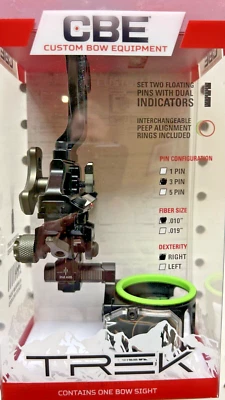 CBE Trek Archery Sight 3 Pin Slider .010, Right Handed- New