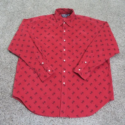 De Colección Polo Ralph Lauren Camisa Para Hombres XL Rojo Esquiador Pana Abotonada Lowell Deporte Foto 1 de 4