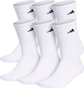 Adidas Cushioned Compression Men's Crew Socks 6 Pairs White