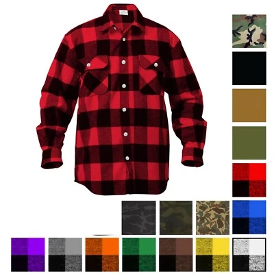 Plaid Flannel Shirt Brawny Buffalo Heavyweight Long Sleeve Checkered Lumberjack - Image 1 of 4
