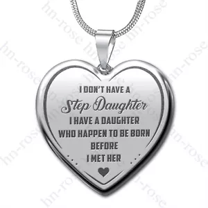 To My Step Daughter Engraved Heart Necklace for Bonus Daughter From Step Mom Dad - Picture 1 of 9