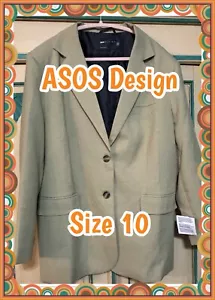 Neu mit Etikett hübscher ASOS DESIGN khaki hellbrauner Blazer Größe 10 KOSTENLOSER VERSAND - Bild 1 von 9