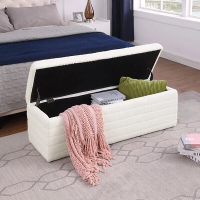 Modern Storage Ottoman Bench Foot Rest Bedroom Entryway End of Bed Footstool US - Image 1 of 3