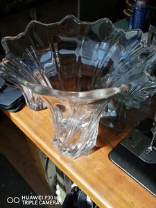 Rare VTG Val St Lambert Crystal Large Swung Vase 10" Tall 10.5" Diameter Signed - Picture 1 of 7