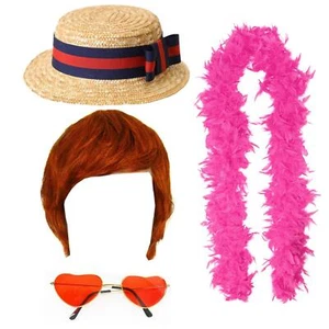 ROCKETMAN 70'S 80'S ELTON JOHN FANCY DRESS COSTUME WIG AND BOA FAREWELL CONCERT - Picture 1 of 8