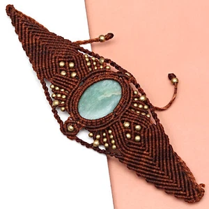 Amazonite Necklace jewelry Bracelet choker collier woman Macrame collar Jewelry - Picture 1 of 13
