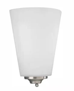 1-Light Brushed Nickel Integrated LED Wall Sconce with Etched Opal Glass OB - Picture 1 of 5