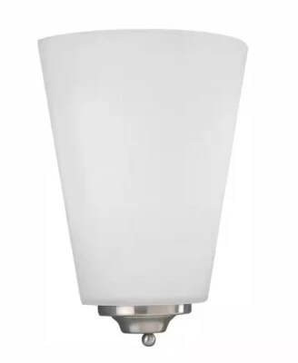 1-Light Brushed Nickel Integrated LED Wall Sconce with Etched Opal Glass OB - Image 1 of 4
