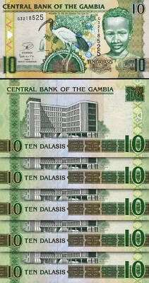 Gambia 10 Dalasis (2006) 2013, UNC, 5 Pcs LOT, Consecutive, P-26c - Image 1 of 4