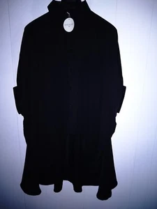 Patrizia Luca Milano übergrosse Knopfleiste schwarz Dropback Tunika Bluse 1 GRÖSSE PASST NEU - Bild 1 von 4