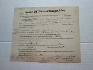 GRAFTON COUNTY NEW HAMPSHIRE; FEBBRAIO 1837 ALLEGATO MERCI, SAMUEL DARLING - Foto 1 di 2